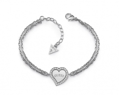 Photo of Guess - Heart Warming Charm with Guess Logo Central in Charm Silver