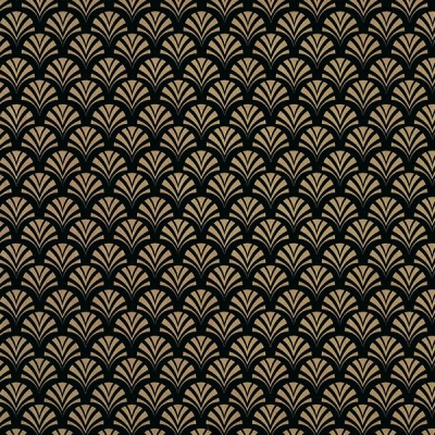 Photo of Gift Wrapping Paper 5m Roll - Gold on Black Fan