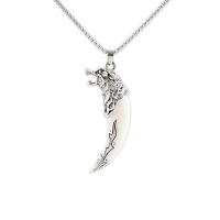 Stainless Steel Wolf Head Wolf Tooth Imitation Inset Pendant Necklace