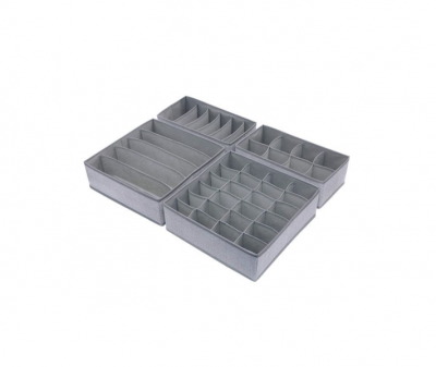 4 Pieces Multifunction Foldable Drawer Clothes Organizers Grey
