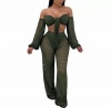Army Green Plus Size Fishnet Beach Cover Up Photo