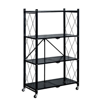 Photo of Trendworld Home Collection Trendworld 4-Tier Metal Foldable Storage Shelves with Caster Wheels