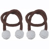 Magnetic Curtain Rope Tieback with Pearl End - Brown - Qty 2 Photo
