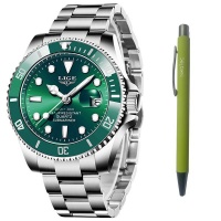 LIGE Luxury Mens Watch With A Green Dial
