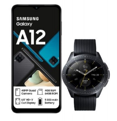Photo of Samsung Galaxy A12 Black Galaxy LTE 42mm Watch Cellphone