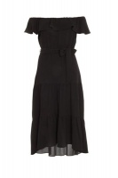 Quiz Ladies Black Bardot Dip Hem Midi Dress