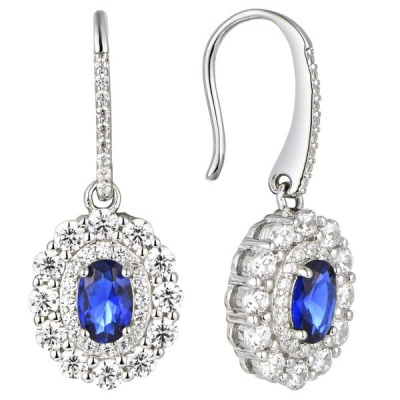 Photo of Kays Family Jewellers Sapphire Halo Drop Studs on 925 Silver