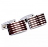 OTC Horizontal Silver Line Maroon Rectangle Cufflinks Photo