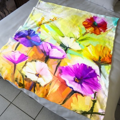 Photo of Print with Passion Colourful Painted Floral Fleece Blanket