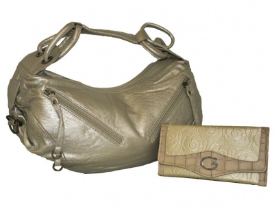 Photo of Fino 19950 GI-004 Soft Metallic Faux Leather Bag with Purse - Silver
