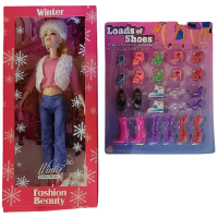 Fashion Doll with Winter Clothing and Extra Shoes