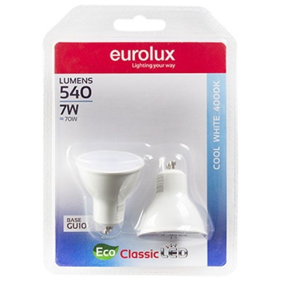Eurolux LED GU10 Core Globe7w 4000K Twin Blister