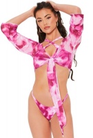 I Saw it First Ladies Pink Tie Dye 3 Piece Bikini Set