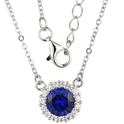 Photo of Kays Family Jewellers Classic Sapphire Halo Pendant in 925 Sterling Silver