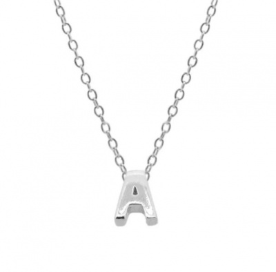 S C S C Simple Initial Silver Necklace