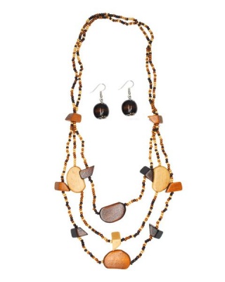 Photo of Sista Long Multicoloured Wood Necklace & Earring Set