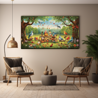 Canvas Wall Art Feathered Friends Picnic BK0140
