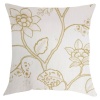 Florica Citrus White Pillow/Cushion With Golden Embroidered Flowers Photo