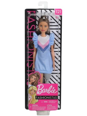 Photo of Barbie Fashionistas Doll 121 with Long Brunette Hair and Prosthetic Leg