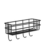 Punch Free Black Iron Compartment Shower Rack