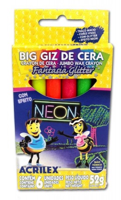 Photo of Crazy Crafts Neon Jumbo Wax Crayon 52g - 6 cols