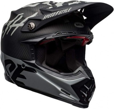 Photo of Bell Helmets BELL - Moto 9 Carbon Flex - FASTHOUSE WRWF Offroad/MX Helmet - Matte Black/White/Grey