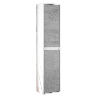 Photo of San Marco Tiles Due Column Shiny White and Concrete 2 Doors Side Cabinet 140 X 30 X 25cm