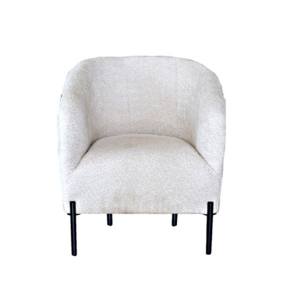 WOODLY Armchair with Armrests Metal Frame Beige Black Fabric