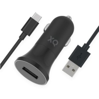 xqisit Car Charger 24A Single USB Type C Cable Black