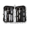 Kellermann 3 Swords Manicure Set 4213 F N Black White Faux Leather 8 Piece Photo