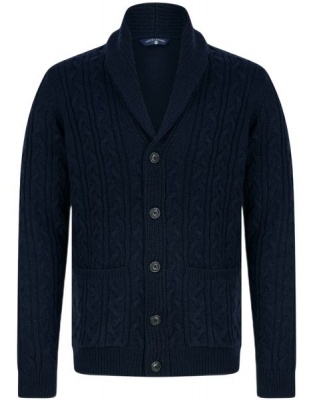 Tokyo Laundry Mens Manji 2 Cardigan with Shawl Collar in Ink