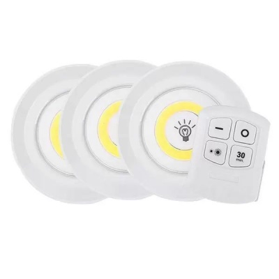Kit 3 Wireless LED Spot Light Lamp Remote Control