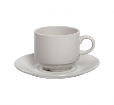 Cup Saucer 200ml 12 pieces Set Stacking Porcelain Blanco Continental China