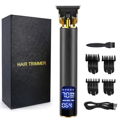 Stainless Steel T blade Hair Clippers Rechargeable 0mm Hair Clipper LCD