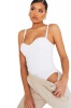 I Saw it First - Ladies White Cotton Rib Corset Detail Cami Strap Bodysuit Photo