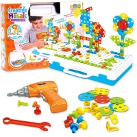Construction Electric Drill STEM Engineering Building DIY Mosaic Toy Set