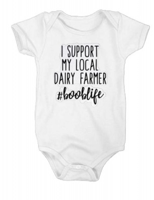 Photo of Support Your Local Dairy Farmer 100% Cotton Short Sleeve Baby Grow