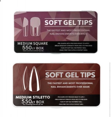 550 Medium Square Soft Gel Tips and 550 Medium Stiletto Soft Gel Tips