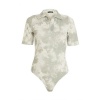 Quiz Ladies Sage Tie Dye Ribbed Bodysuit - Sage Photo