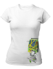 PepperSt Ladies White T-Shirt - Green Machine Photo