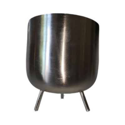 Posher Silver Round Metal VasePlanter