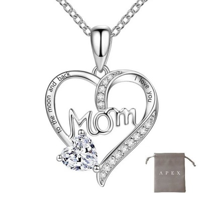 Mothers day Silver Necklace with Special Crystal with a Grey Apex Pouch