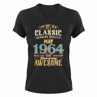 Birthday T shirt Born in May 1964 Great Gift Idea for Him or Her