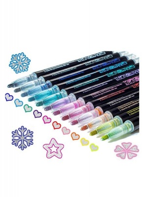 Shimmer Outline Markers 12 Colors Double Line Metallic Pen Set