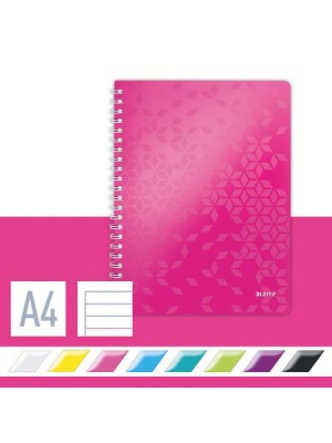 Photo of Leitz : A4 Ruled Perforated Punched WOW N/book Wire Bound - Pink