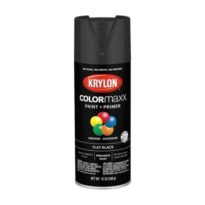Photo of Krylon Colormaxx Paint with Primer Flat Black 340ml