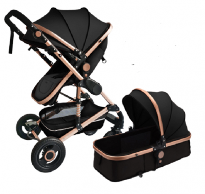 SYNERGIES Belecoo Q3 Baby Stroller 2 1 Foldable Pram Black