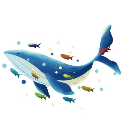 Photo of AOOYOU Swimming Whale and Little Fish Vinyl Art Sticker for Wall Decoration