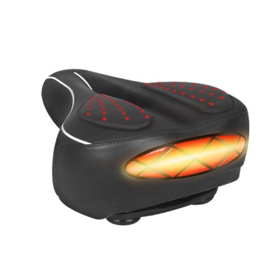 Photo of Shock Absorbing Hollow Bicycle Saddle Cycling Seat With Reflective Stripe