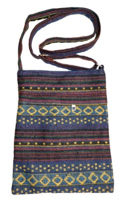 Photo of Funky Bohemian Style Colourful Material Hand Bag. Diamond patterns.